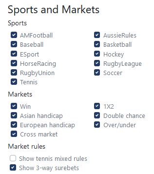Sports and market filtering